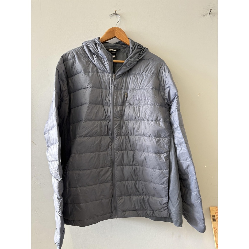 Eddie Bauer Jacket Mens 2XL Gray Down 550 Hooded Puffer Full Zip Lightweight